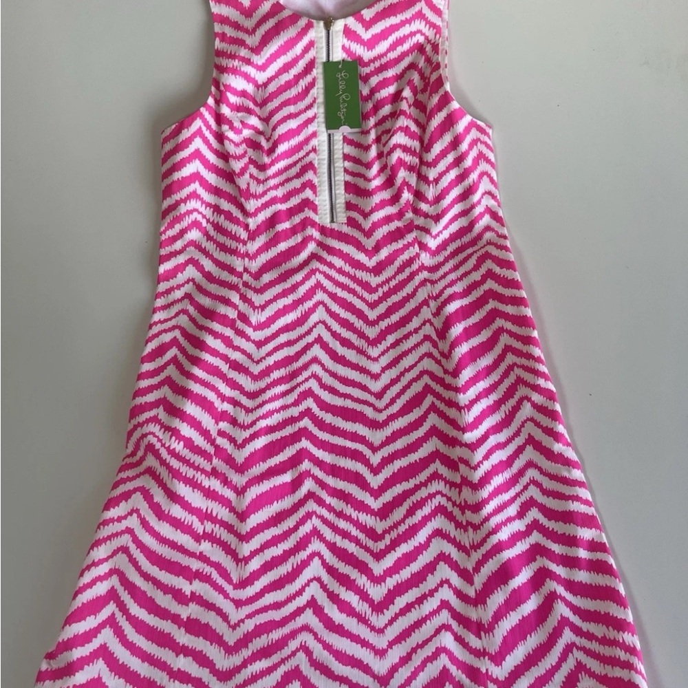 Lilly Pulitzer Women’s Tropical Pink Zebron Zip Cutout Back Dress Size 14